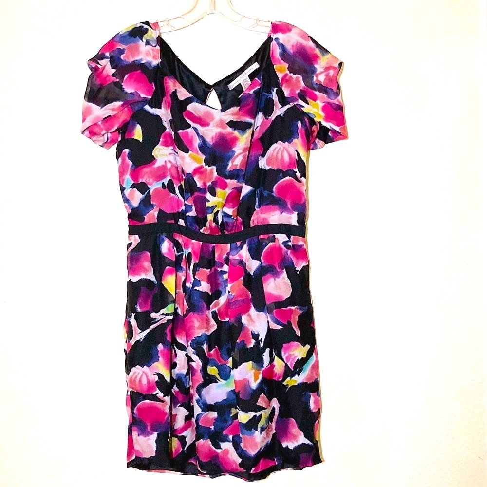 Diane Von Furstenberg Floral Puff Sleeve Mini Dress